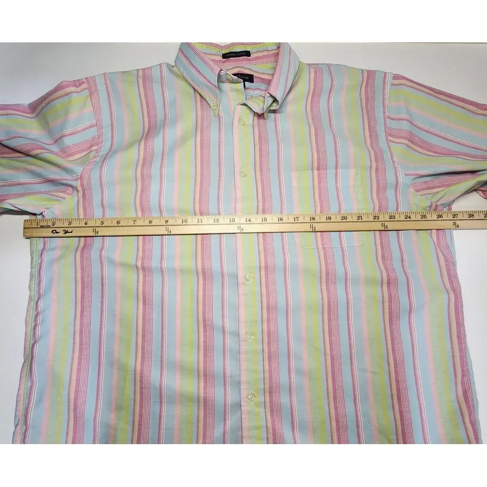 Lands End Men's Short Sleeve‎ Striped Multicolor Button Down Shirt Size L (17.5) - Picture 8 of 12